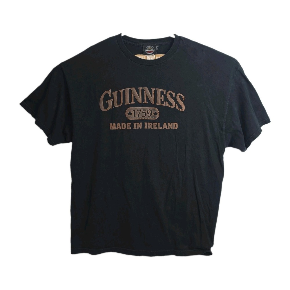 Guinness T-Shirt Men's 2XL Black Embossed Logo Guinness 1759 Ireland